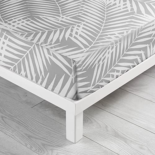Lençol de Baixo DOUCEUR D'INTÉRIEUR Botania Cinza (140x190cm) U10 - Lençóis - 140x190cm, cinza, suave interior