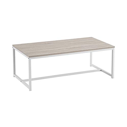Mesa auxiliar de centro LOLAHOME em madeira e aço (Branco - 100 x 36 x 50 cm) LOLA HOME - Mesas de centro - madeira, aço, branco, 100x36x50 cm