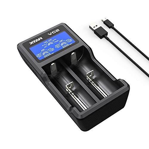 Carregador XTAR VC2 Premium USB C LCD (18350 - 18650) XTAR - Carregadores de bateria de uso geral - usb-c, lcd, 18350-18650