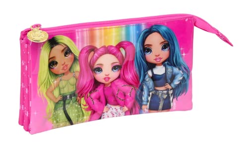 Estojo de Maquilhagem RAINBOW HIGH Triple Rainbow High (7,5 x 16,5 x 25 cm) safta - Bolsas de cosméticos e toucador - três compartimentos, bolso exterior, cor diferente, tampa transparente