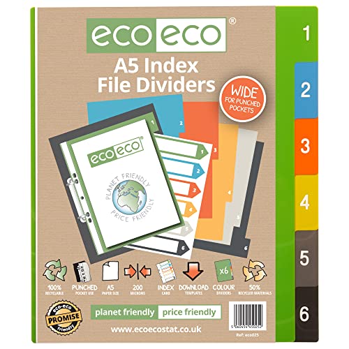 Pasta Arquivador ECO-EKO Index (A4 - 21x29.7cm) eco-eco Stationery - Separadores de índice - arquivador, eco-eko index, a4, 21x29.7cm, 6 divisores, reciclável
