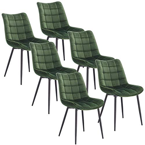 Conjunto de 6 Cadeiras WOLTU (Verde - Poliéster) WOLTU - Cadeiras - 6 cadeiras, verde, poliéster, metal