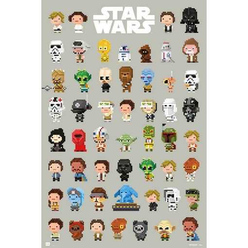 Poster STAR WARS 8 Bit Characters (91x61.5cm) Grupo Erik Editores - Pósteres, impressões e arte visual - star wars, 8-bit, papel de brilho, 61x91,5 cm
