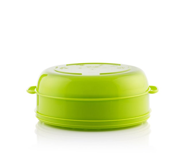 Vaporizador Duplo para Micro-ondas FRESH INNOVA GOODS InnovaGoods - Cestas a vapor - Ø22 x 12/17 cm, pp, verde limão, economia de tempo