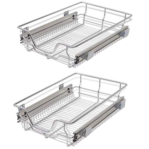 Cesto de Arrumação VidaXL Removível Prateado - 2 Peças (Armazenamento e limpeza) vidaXL - Utensílios de mesa - removível, prateado, 2 peças