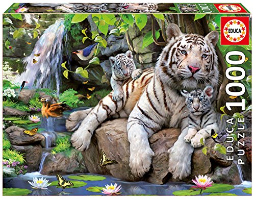 Puzzle 2D EDUCA TIGRES BRANCOS DE BENGALA (1000 peças) EDUCA - Quebra-cabeças de encaixar - puzzle, 2d, educa, tigres brancos de bengala, 1000 peças
