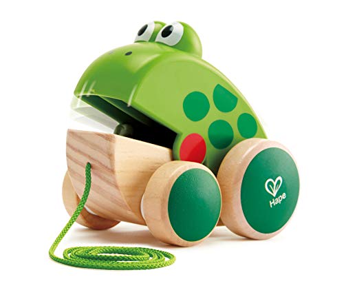 Brinquedo de Puxar HAPE TOYS Frog Pull Along HAPE - Brinquedos de empurrar e puxar - puxador, ra, simples, bebés