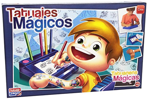 Jogo de Tabuleiro FALOMIR Tatuajes mágicos azul (Idade Mínima Recomendada: 4 anos) Falomir - Suprimentos para tatuagem - rotuladores, folhas de papel, copia-tatuajes, idade mínima 4 anos