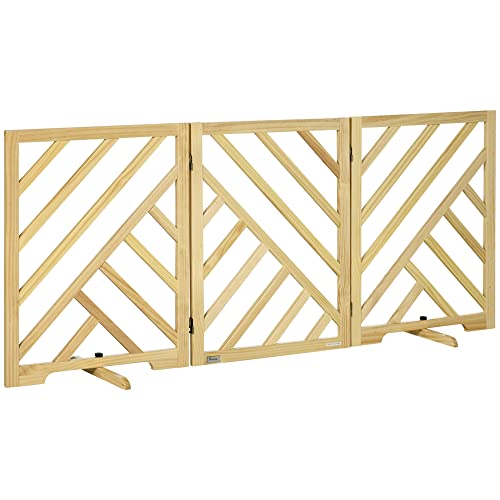 Barreira de Segurança Dobrável para Cão PawHut | 181 x 35 x 76 cm - Madeira PawHut - Portões para bebês e animais de estimação - dobrável, 181 x 35 x 76 cm, madeira