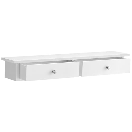 Estante Flutuante SONGMICS Branco (Madeira - 65x15x10cm) SONGMICS - Prateleiras de parede e ledges - 15 kg, MDF, 65x15x10cm, 2 gavetas