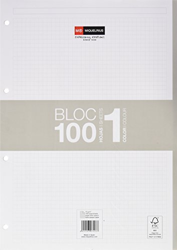 Bloco de Notas Miquel Rius Bloc1 A4 Cinzento Miquel Rius - Papel para fichários - papel extra brilhante, 100 folhas A4, certificação FSC Mix Credit