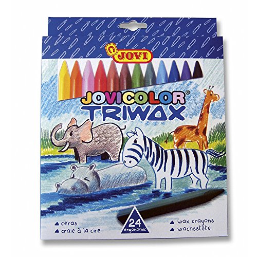 Estojo de Carvão Jovicolor Triwax (Triangulares) Jovi - Lápis de cera - barras de carvão, cores vivas, fáceis de aplicar, desenvolvimento