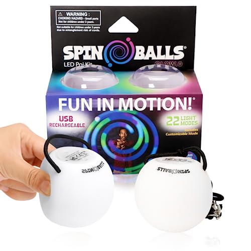 Bolas de Poi LED Spinballs Glow.0 Recarregáveis com USB 22 Modos e Patrões de Luz e Cores Spinballs, LLC - Brinquedos - led, recarregáveis, usb, 22 modos, patrões de luz