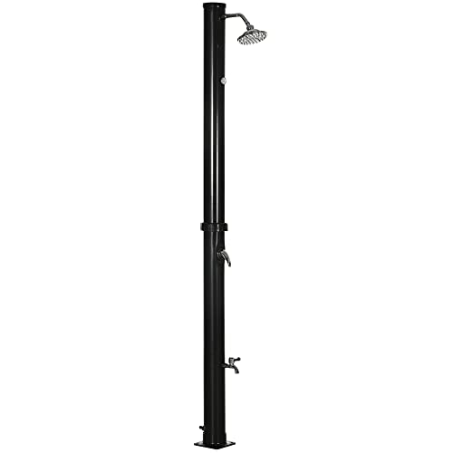 Chuveiro Solar Exterior Outsunny | 15.5 x 15.5 x 2.22 m - Preto Outsunny - Móveis de exterior - 20 l, alumínio, -40 °C a +60 °C, 3,5 bar