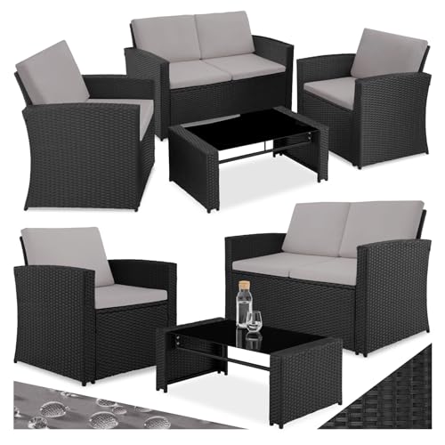 Conjunto de Jardim TECTAKE (Preto - Aço - 52.5x53x75 cm) TecTake - Sofás - metal, preto, aço, 52.5x53x75 cm