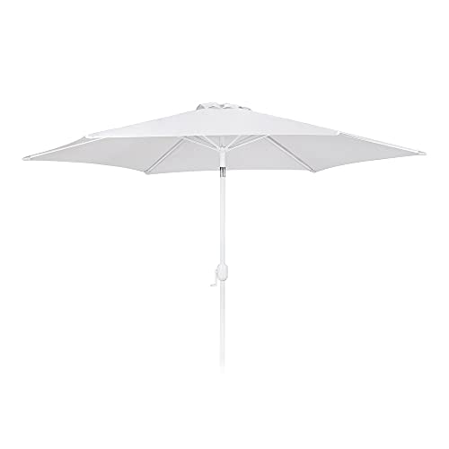 Guarda-Sol de Jardim LOLAHOME com Alça de Abertura Manual (Alumínio - Branco) LOLA HOME - Guarda-sóis e toldos de exterior - manual, alumínio, branco, hexagonal