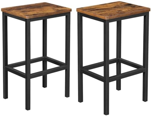 Conjunto de 2 Bancos VASAGLE LBC65X (Castanho - 93x46x45 cm) VASAGLE - Bancos de mesa e bar - metal, plástico, castanho, 120 kg