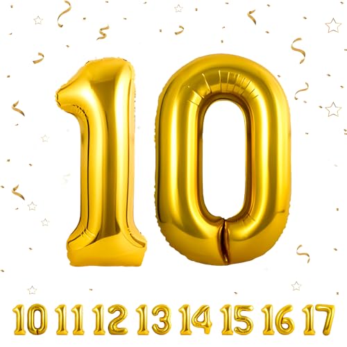 Globos Nº10 Dourado (101cm) | Brinquedo de Festa para Crianças ouchen - Balões - 101cm, brinquedo de festa, números, decorados