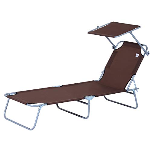 Espreguiçadeira Dobrável Outsunny Castanho Oxford Ferro 187 x 58 x 27 cm Outsunny - Móveis de exterior - dobrável, ferro, 187x58x27 cm