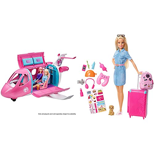 BARBIE: Aéreo de Sonhos (Idade Mínima Recomendada: 3 anos) Mattel - Brinquedos - rodado, interior brinquedo, assentos inclináveis, carrinha removível