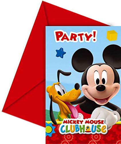 Conjunto de 6 Cartões de Convite Amscan Mickey Mouse amscan - Convites - conjunto, 6 cartões, convites, mickey mouse, etiquetas, folha de resposta