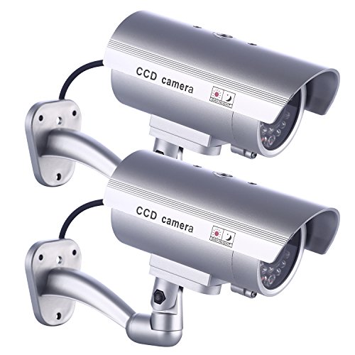 Câmara de Vigilância IDOADAN Dummy Camera IDAODAN - Câmeras de vigilância falsas - LED intermitente, cabo realista, 2 pilhas AAA, suportes de fixação