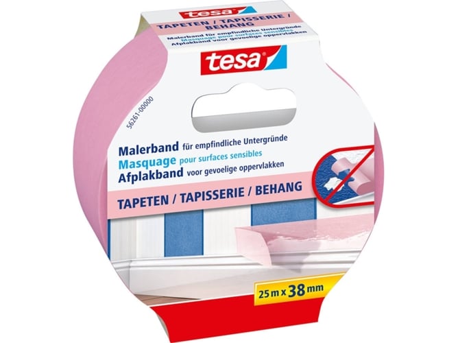 Fita Adesiva TESA 56261 | Rosa, Branco (Consumíveis e Acessórios) TESA - Fita adesiva de ferragens - rosa, branco, 25m, papel