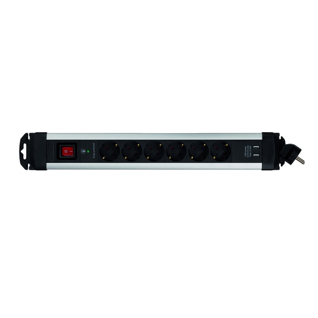 Extensão Elétrica SIMON EXPPLUG6USB (2 Tomadas - Tipo F) Simon - Filtros de linha e supressores de surtos - 6 tomas, 3 portas usb, proteção contra sobretensões, interruptor luminoso