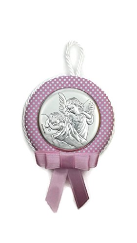 MEDALHA CUNA BILAMINADO EN PLATA ANGEL DE LA GUARD ISP - Móveis para bebês e crianças pequenas - plata, cuña, bebé, rosa lunares