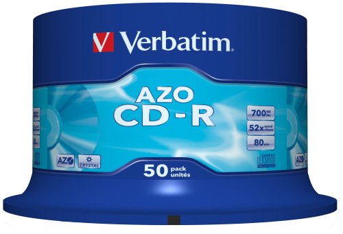 Disco de CD Verbatim CD-R AZO Crystal 700 MB 50 peça(s) Verbatim - Mídias vazias - 700 MB, CD-R, 52x, 50 peças