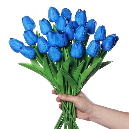 Flor Artificial HUAOAOFLOWERS Tulipanes (Azul - 30 cm) huaao - Flores artificiais - tulipan, azul, 30 cm