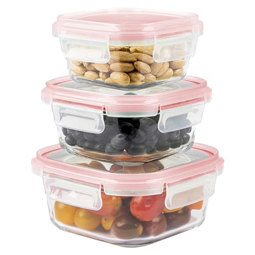 Caixa de Conservação HOME FLEEK Vermelho Home Fleek - Recipientes de armazenamento de alimentos - 1,5 L, aço inoxidável, vidro temperado, 18 cm