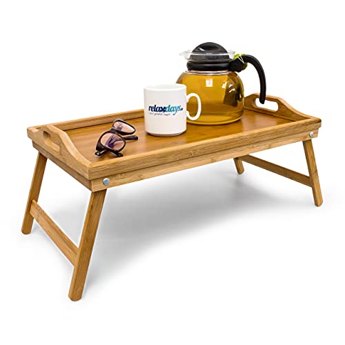 Bandeja para cama de bambu com patas dobráveis Relaxdays - Cozinha & sala de jantar - bambu, patas dobráveis
