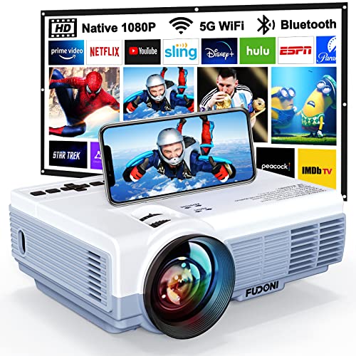 Projetor Portátil com Bluetooth e Wifi 5G 1080P 10000L 4K FUDONI - Projetores multimídia - projetor portátil, bluetooth, wifi 5g, 1080p, 10000l, 4k