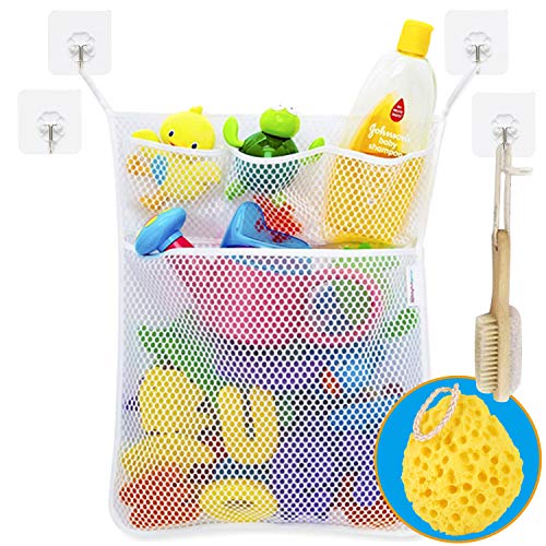 Organizador de Banho WE MK (Plástico - 14 x 10 cm) Wemk - Brinquedos - plástico, 14x10 cm, esponja suave, gancho