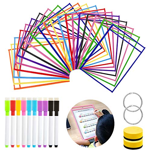 GuKKK 20 Bolsas de Apagamento Seco (A4) com Canetas GuKKK - Pastas Organizadoras - bolsas, apagamento seco, a4, canetas