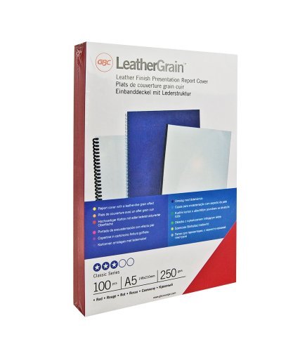 Capa para Encadernação KENSINGTON Leathergrain GBC - Papel de capa - LeatherGrain, a4, 250g/m², vermelha