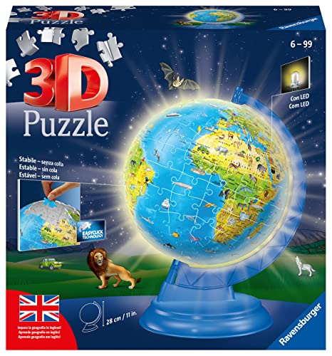 Puzzle RAVENSBURGER 3D Globe Night Edition (Idade Mínima: 6) Ravensburger - Quebra-cabeças de encaixar - puzzle 3d, peças interligáveis, esfera, madeira, altura 30 cm
