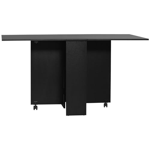 Mesa dobrável Homcom | 75 x 140 x 74 cm | Preto HOMCOM - Mesas dobráveis - 75 x 140 cm, preto, melamina, prateleiras