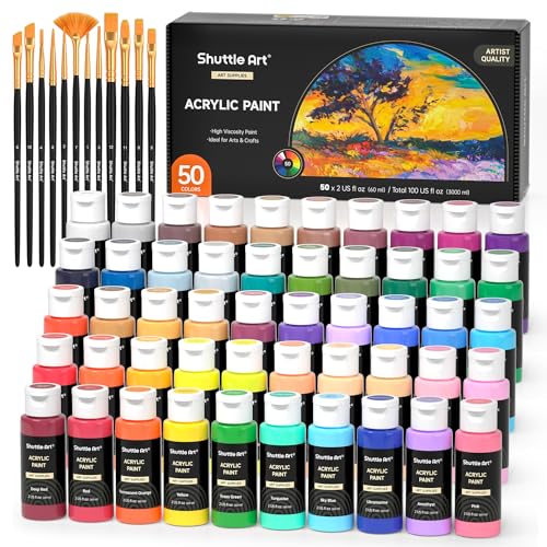 Conjunto de tintas e pincéis SHUTTLE ART Shuttle Art - Tinta, tinta de arte e esmalte - tintas, pincéis, 50 cores, Acrylic