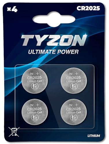 Pilhas TYZON 4 Pilhas de Lítio Cr2025 (1 Unidade) Millarco Internatioanl A/S - Baterias - litio, CR2025, 3V, 220mah