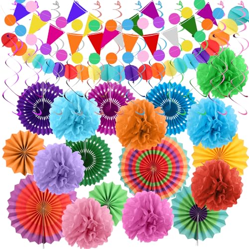 Pompões de papel para festas (47 unidades) MXTIMWAN - Kits de festa - pompões, papel, festas, decorar, 47 unidades