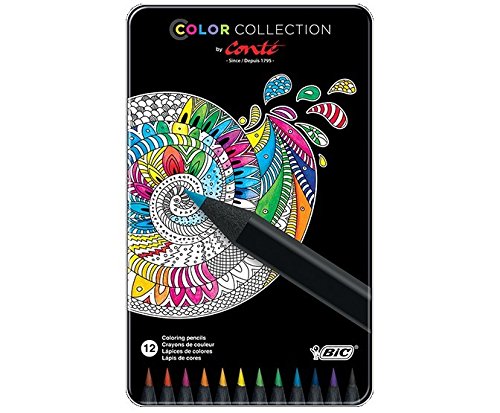 Lápis de Cor CONTÉ (Multicor - 12 Tabletas) Conte - Lápis - multicor, 12 tabletas, mina pigmentada, estuche metálico