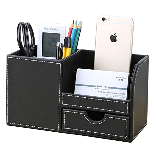 Organizador de Secretária KINGFOM 8 Compartimentos KINGFOM - Organizadores de mesa - 8 compartimentos, MDF, couro pu, 43,5x13,7x6,2cm