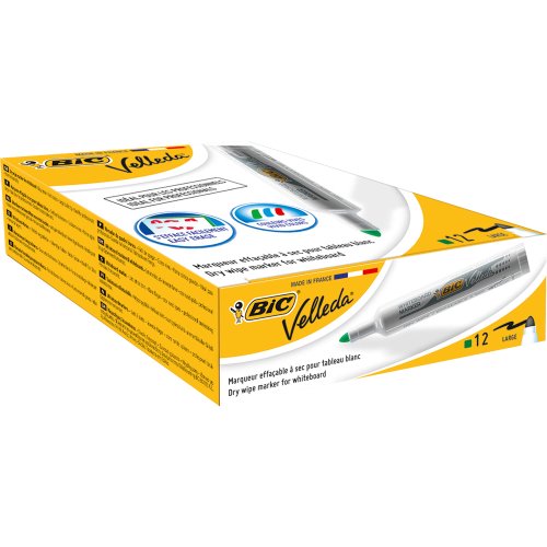 Marcador Bic Velleda Verde (12 Unidades) BIC - Marcadores - 12 unidades, ponta redonda, 0,6 mm, traço 1,9 mm