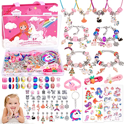 Kit de Artesanato AUTTOYS Para Fazer Pulseiras AUTTOYS - Materiais de arte e artesanato - 18 contas, 2 fitas, 4 colarinhos, manual
