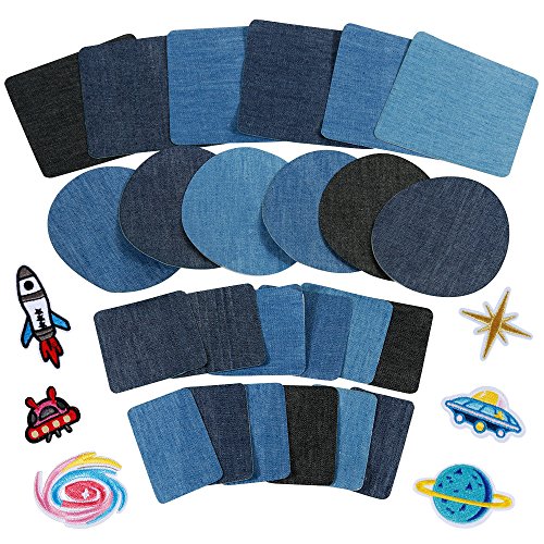 Anpro 30 Unidades de Algodão Adesivo Térmico Anpro - Enfeites e acabamentos - tecido, algodão, preto, azul, 135 cm