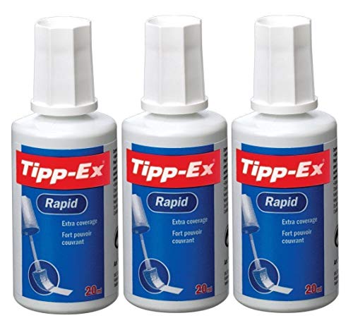 Tipp-Ex 3 Unidades Correção Rápida Liquid Ink Corrector Tipp-Ex UK - Correção de fluídos, canetas e fitas - corrigir, liquid ink, preto, amarelo