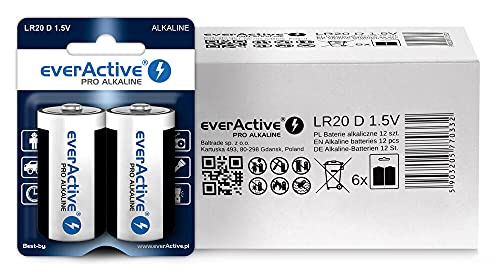 Pilhas EVERACTIVE 12 Pilhas Alcalinas D EVERACTIVE - Baterias de uso geral - 12V, alcalino, 1200 mAh