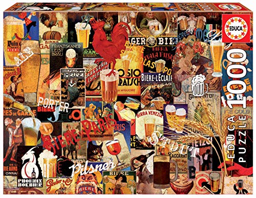 Puzzle 2D EDUCA BORRAS Colagem de Cerveja Vintage (1000 peças) Educa Borrás - Quebra-cabeças de encaixar - puzzle 2d, educa borrás, colagem cerveja vintage, 1000 peças, autocolantes